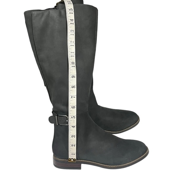 Clarks Camzin Black Leather Block Heel Knee High Boots sz 8.5 - Picture 10 of 15